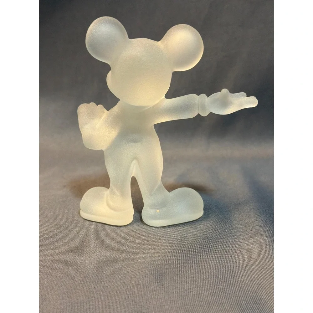 Disney Mickey Mouse Frosted Glass Figurine Satin Crystal Statue Collectible